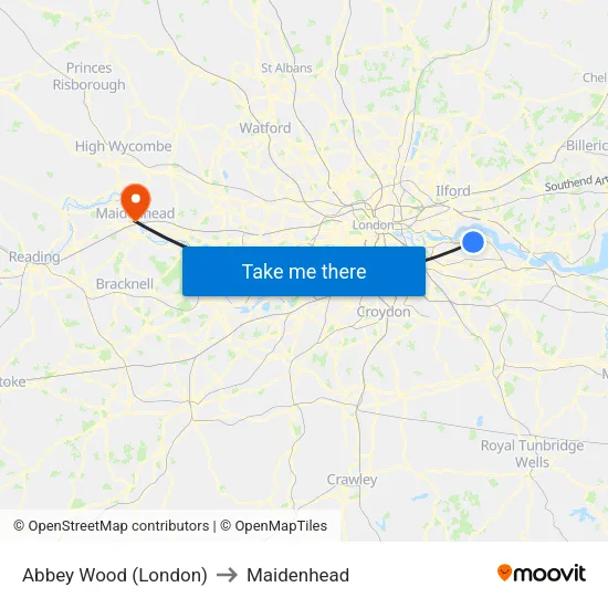 Abbey Wood (London) to Maidenhead map