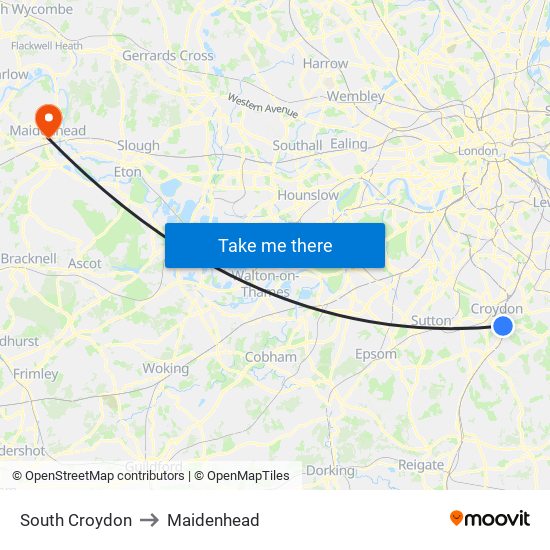 South Croydon to Maidenhead map