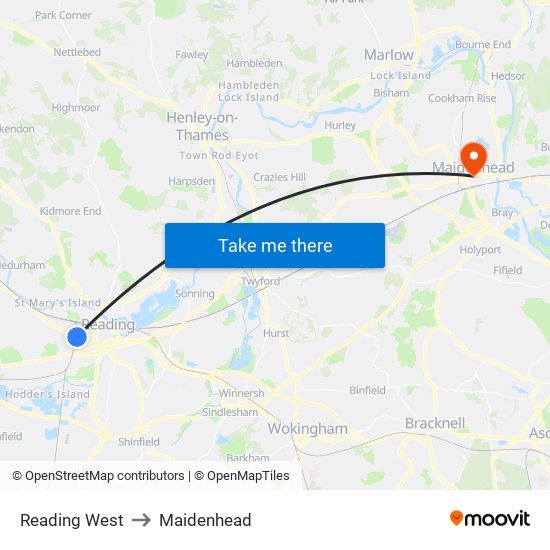 Reading West to Maidenhead map