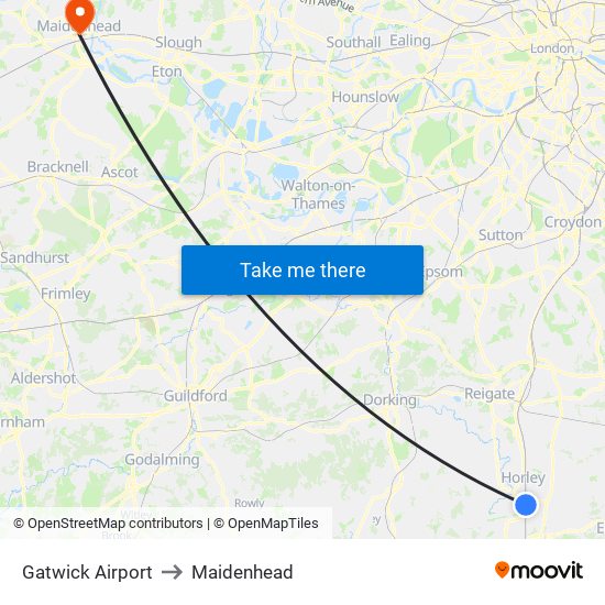 Gatwick Airport to Maidenhead map