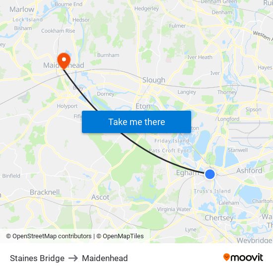 Staines Bridge to Maidenhead map