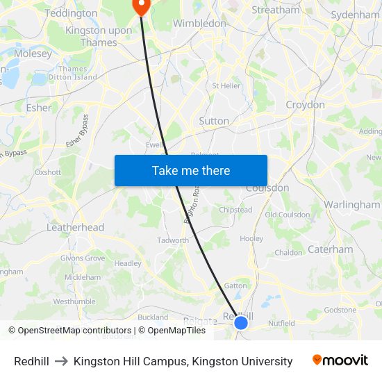 Redhill to Kingston Hill Campus, Kingston University with public