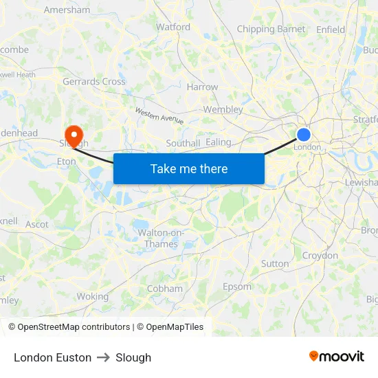 London Euston to Slough map