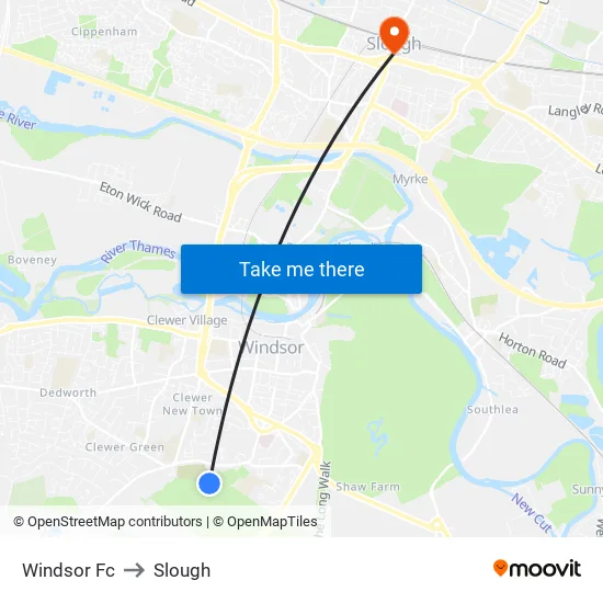 Windsor Fc to Slough map
