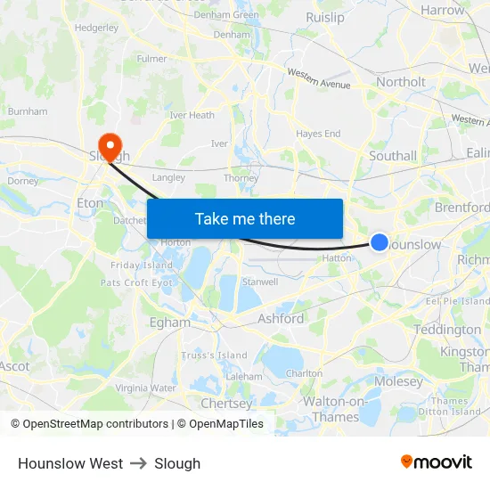 Hounslow West to Slough map