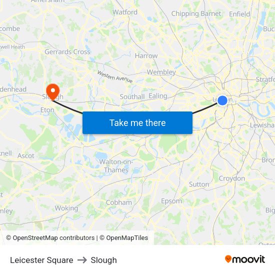 Leicester Square to Slough map