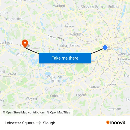 Leicester Square to Slough map