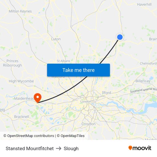 Stansted Mountfitchet to Slough map