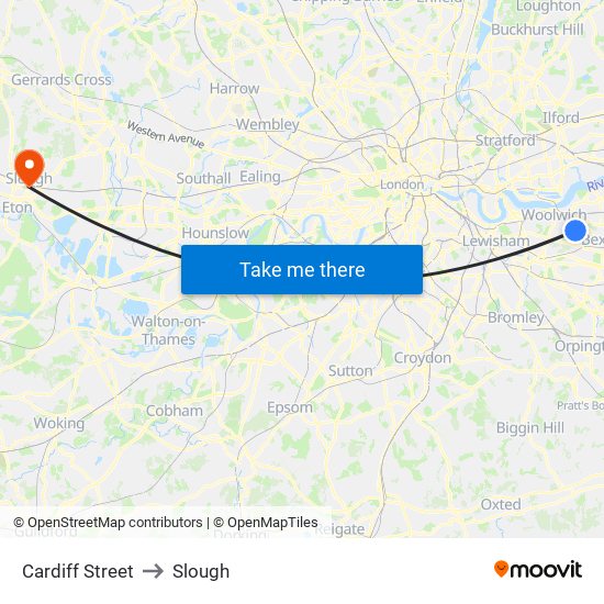 Cardiff Street to Slough map