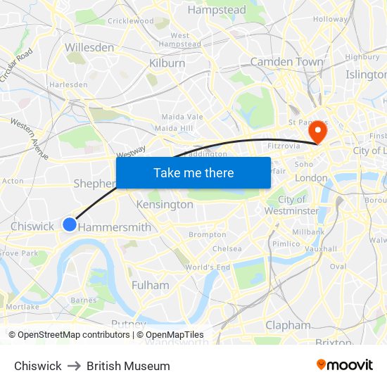 Chiswick to British Museum map