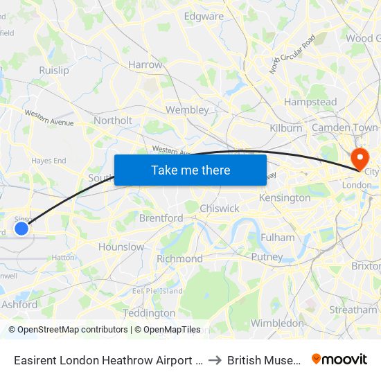 Easirent London Heathrow Airport Lhr to British Museum map