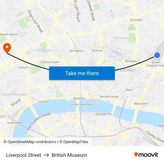 Liverpool Street to British Museum map