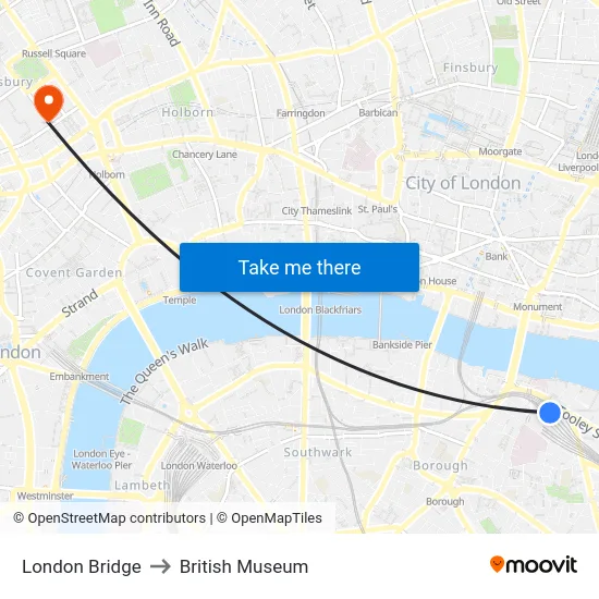 London Bridge to British Museum map