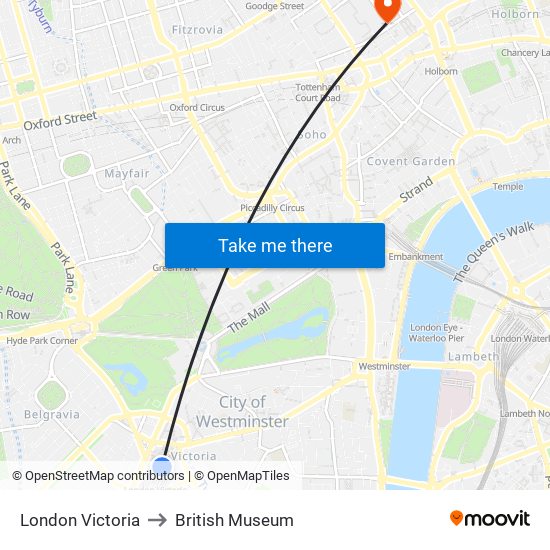 London Victoria to British Museum map