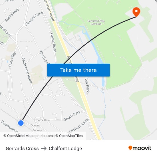 Gerrards Cross to Chalfont Lodge map