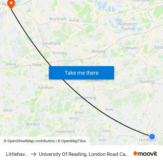 Littlehaven to University Of Reading, London Road Campus map