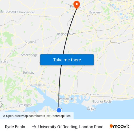 Ryde Esplanade to University Of Reading, London Road Campus map