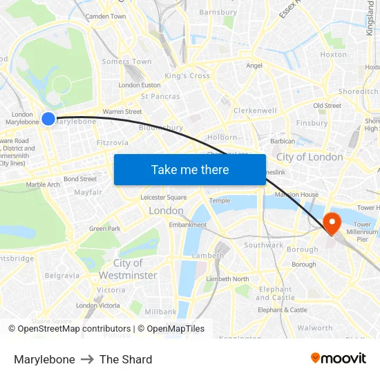 Marylebone to The Shard map