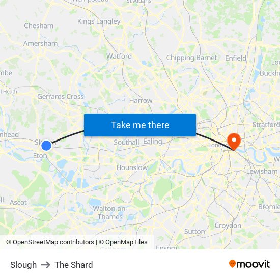Slough to The Shard map