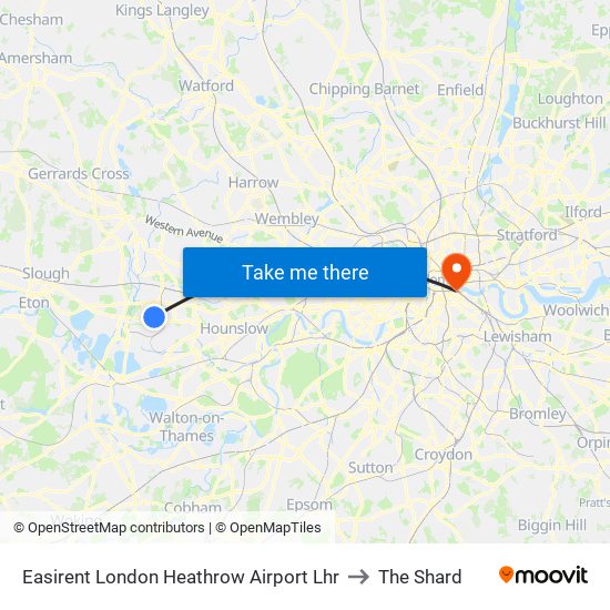 Easirent London Heathrow Airport Lhr to The Shard map