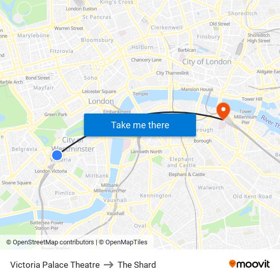 Victoria Palace Theatre to The Shard map