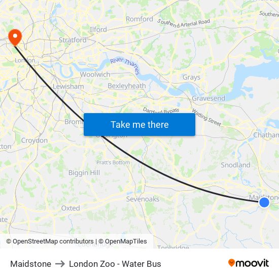 Maidstone to London Zoo - Water Bus map