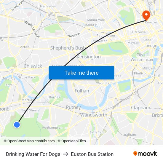 Drinking Water For Dogs to Euston Bus Station map