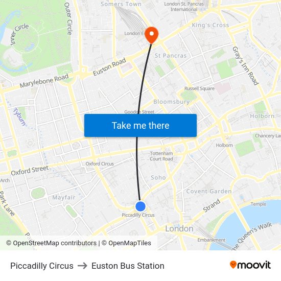 Piccadilly Circus Station Map Piccadilly Circus, Soho To Euston Bus Station, Somers Town With Public  Transportation