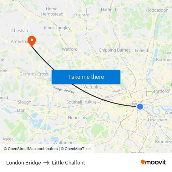 London Bridge to Little Chalfont map