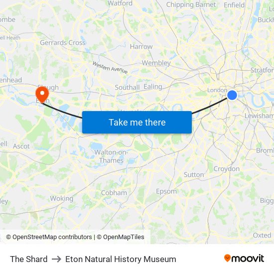 The Shard to Eton Natural History Museum map