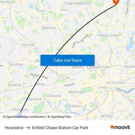 Hounslow to Enfield Chase Station Car Park with public transportation