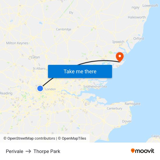 Perivale to Thorpe Park map
