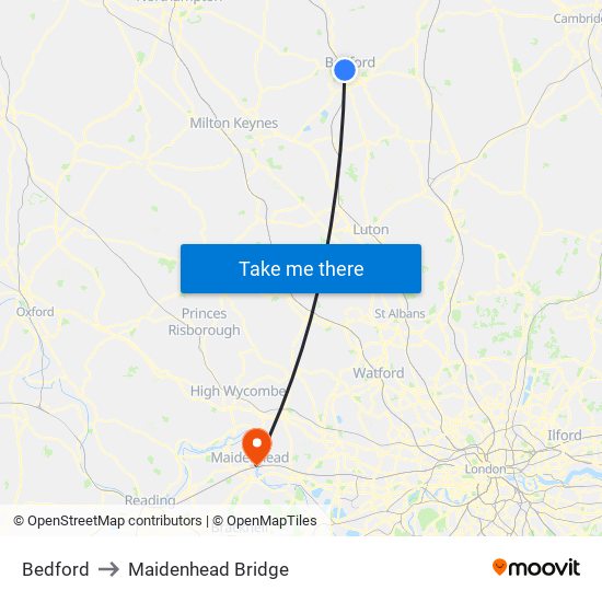 Bedford to Maidenhead Bridge map