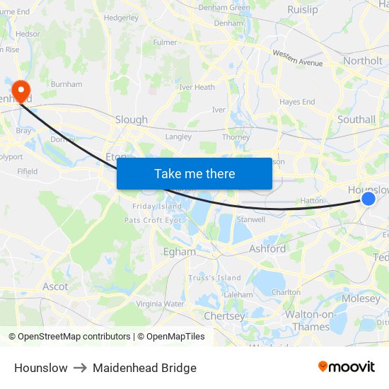 Hounslow to Maidenhead Bridge map