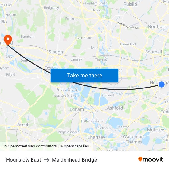 Hounslow East to Maidenhead Bridge map