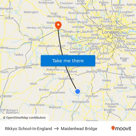 Rikkyo School-In-England to Maidenhead Bridge map