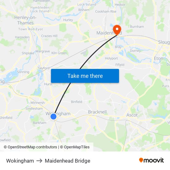 Wokingham to Maidenhead Bridge map