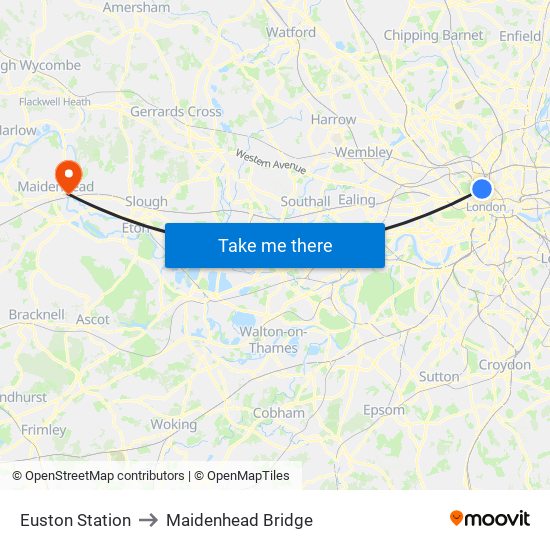 Euston Station to Maidenhead Bridge map