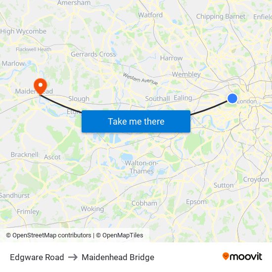 Edgware Road to Maidenhead Bridge map