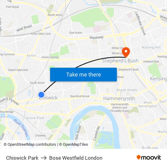 Chiswick Park to Bose Westfield London map