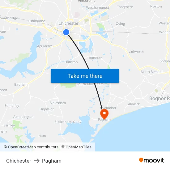 Chichester to Pagham map