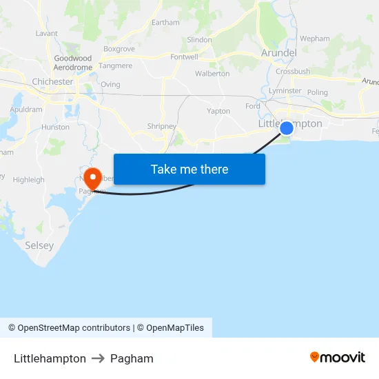 Littlehampton to Pagham map