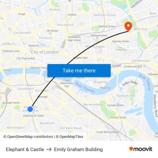 Elephant & Castle to Emily Graham Building map