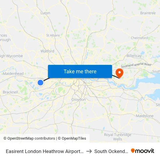 Easirent London Heathrow Airport Lhr to South Ockendon map