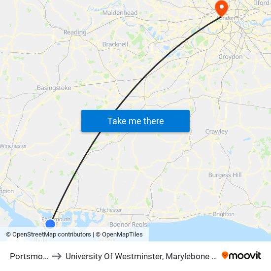 Portsmouth to University Of Westminster, Marylebone Campus map