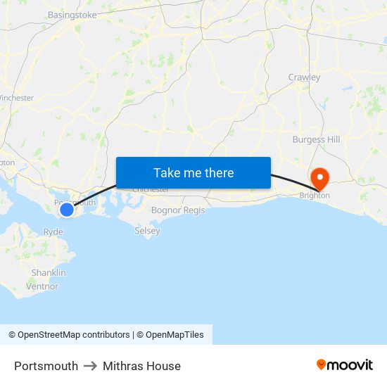 Portsmouth to Mithras House map