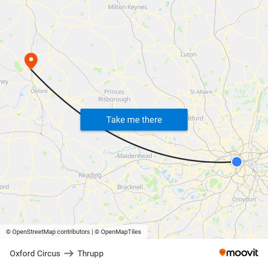 Oxford Circus to Thrupp map