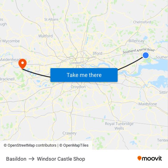 Basildon to Windsor Castle Shop map