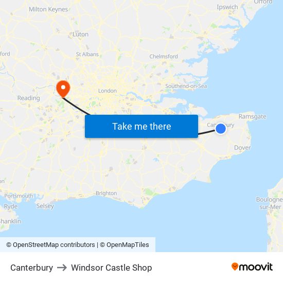 Canterbury to Windsor Castle Shop map