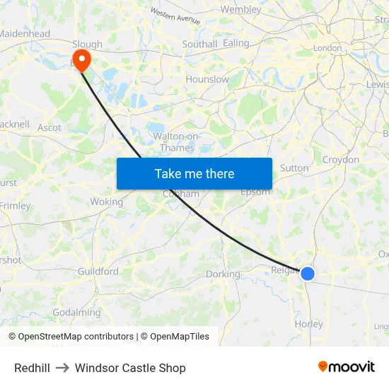 Redhill to Windsor Castle Shop map